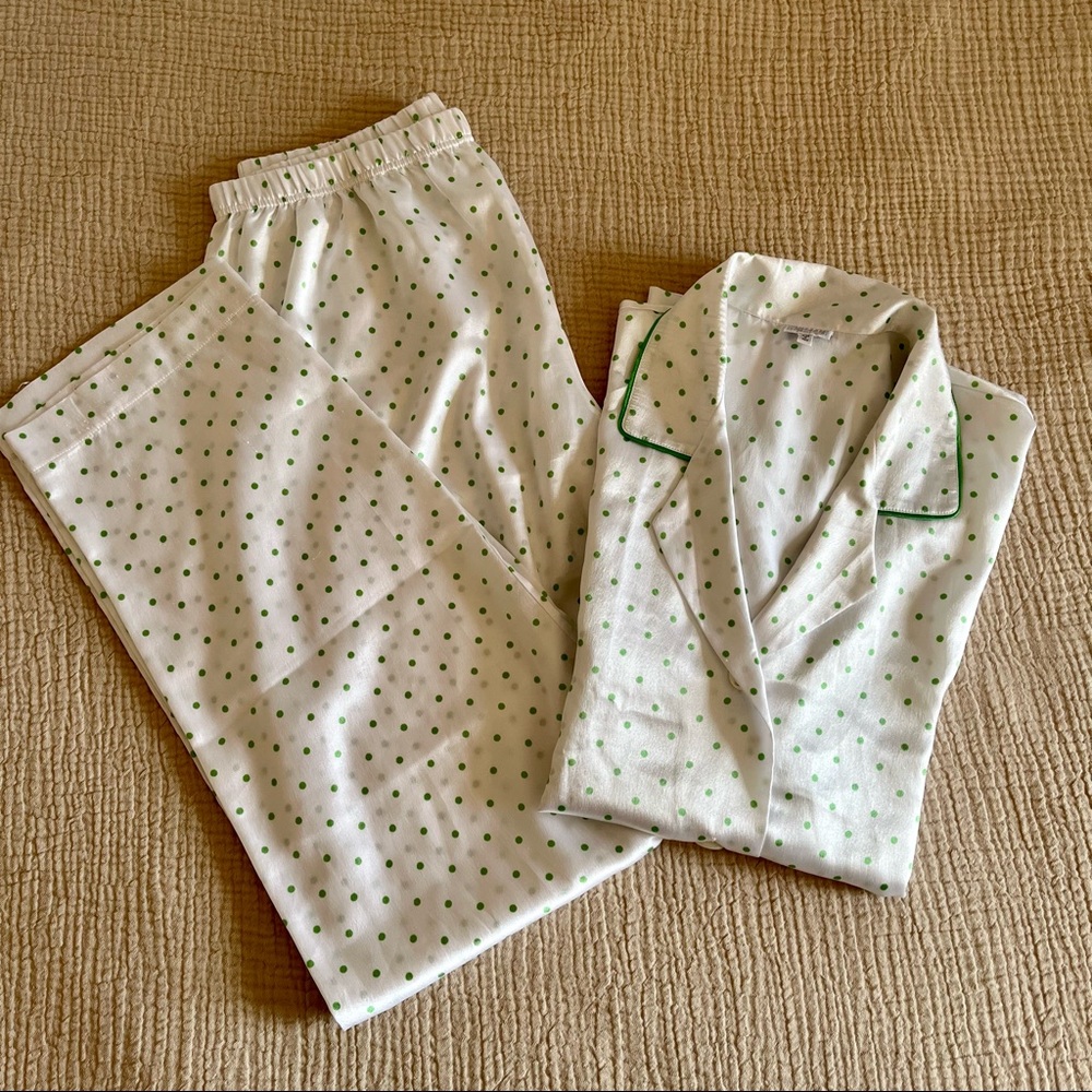 La Perla Malizia Polka dot green white Pajama Set sz Small